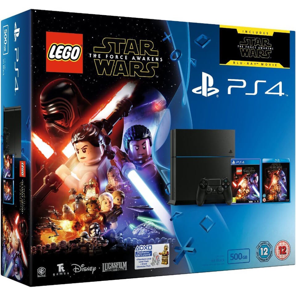 Sony PlayStation 4 500GB - Includes LEGO Star The Force Awakens & Star Wars: The Force Awakens Blu-ray Games Consoles - Zavvi