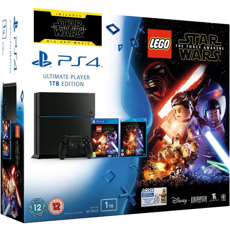 Sony PlayStation 4 1TB Includes LEGO Wars: The Force Awakens & Star The Force Awakens Blu-ray Games Consoles - Zavvi US