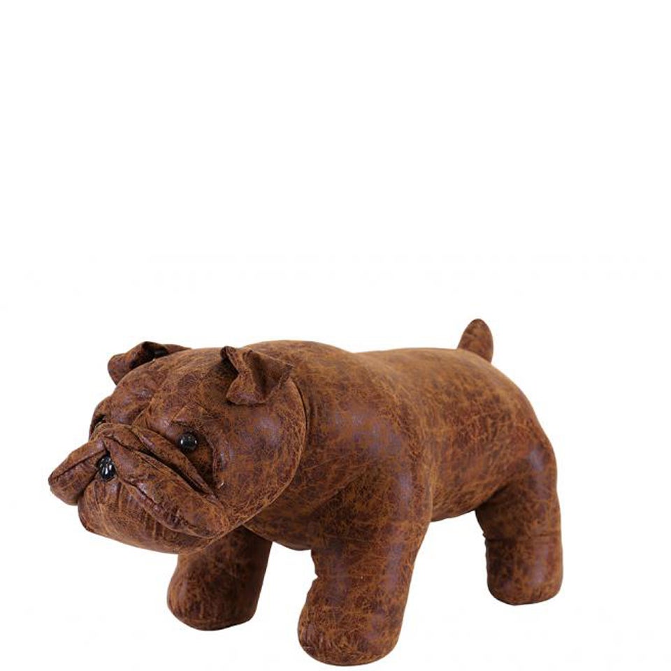 Leather store bulldog footstool