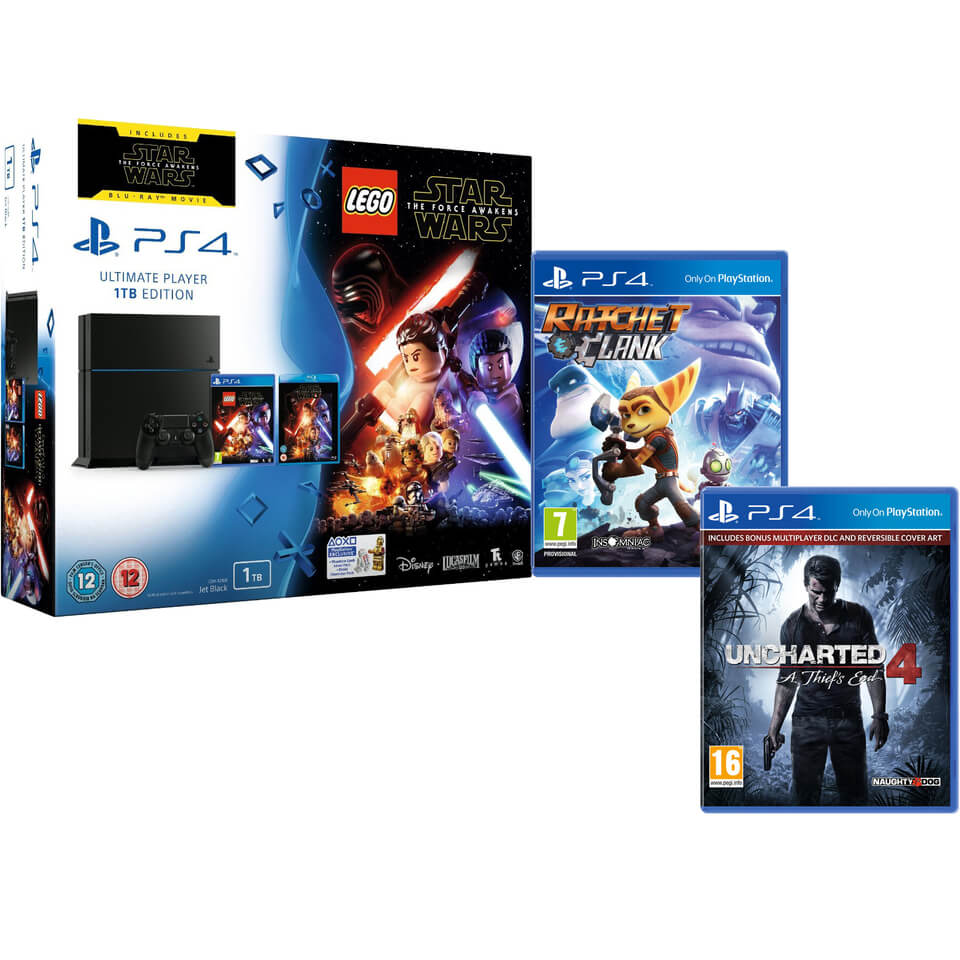 grave Forbipasserende længde Sony PlayStation 4 1TB - Includes LEGO Star Wars: The Force Awakens, Star  Wars: The Force Awakens, Ratchet & Clank + Uncharted 4 Games Consoles -  Zavvi (日本)
