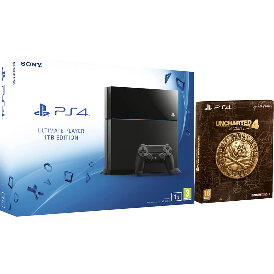 indsigelse når som helst blik Sony PlayStation 4 1TB Console - Includes Uncharted 4: A Thief's End - Special  Edition Games Consoles - Zavvi (日本)