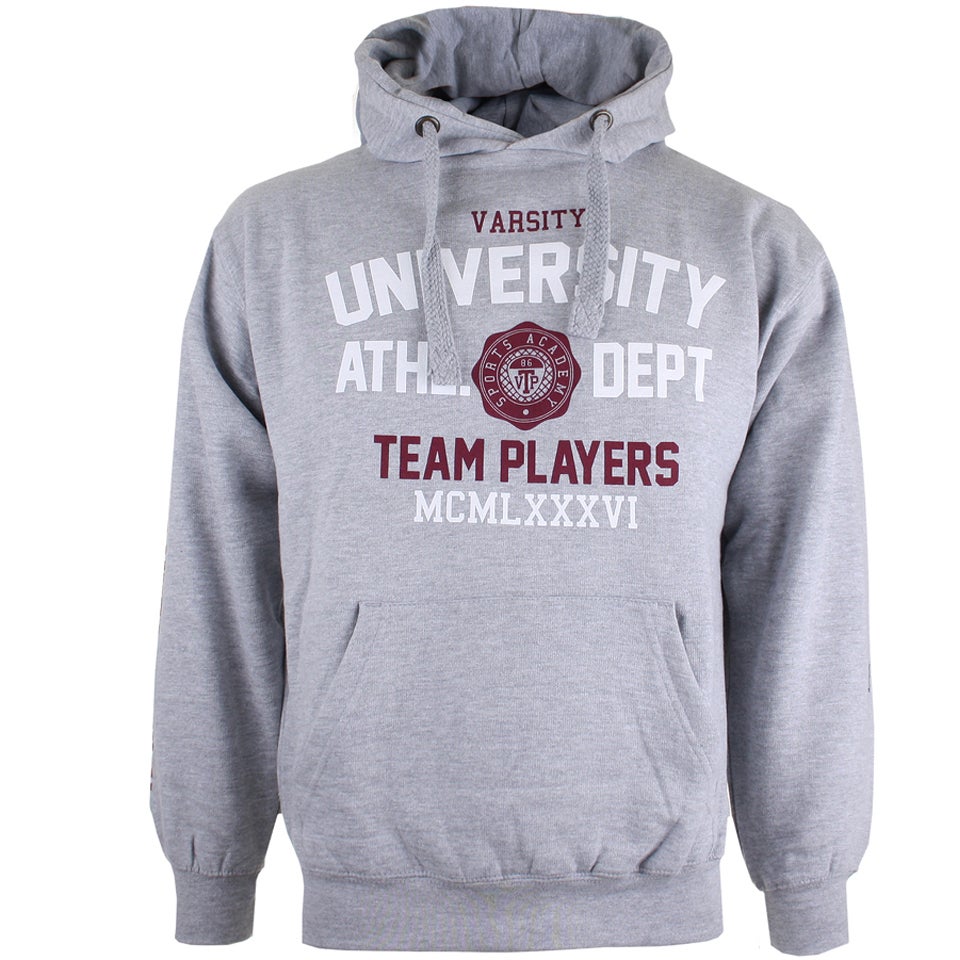 Varsity Team Players Men s University Athletic Hoody Grey Mens Clothing Zavvi UK
