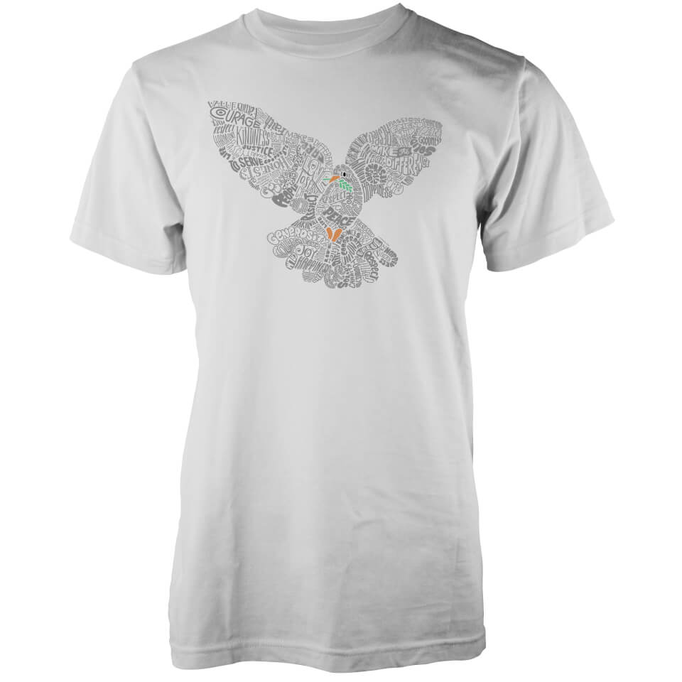 Vo Maria Typographic Peace Dove Men's White T-Shirt