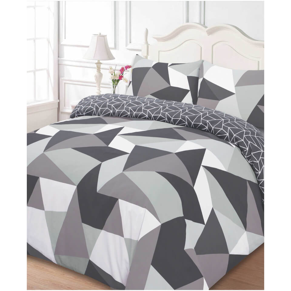Dreamscene Shapes Duvet Set - Grey