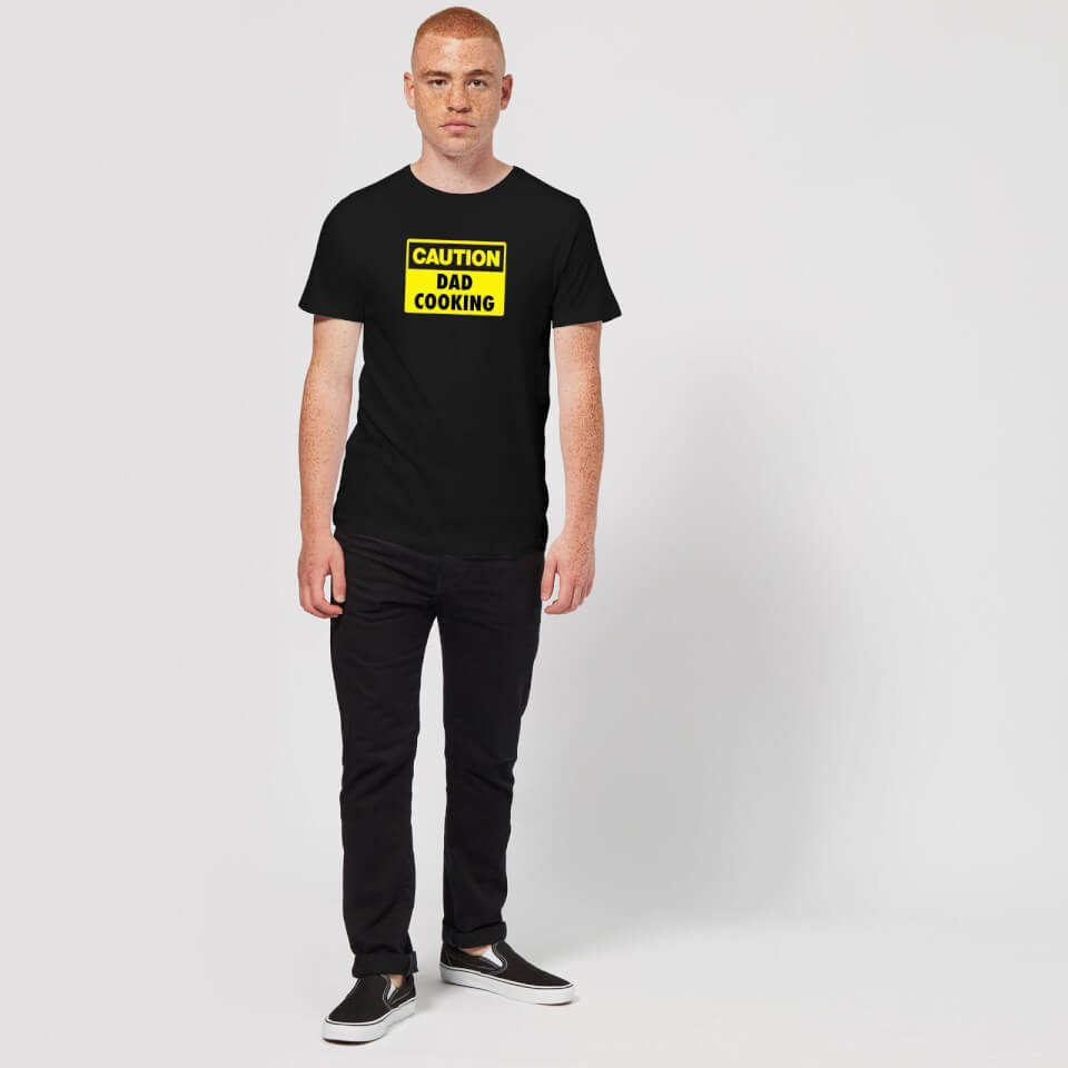 Caution Dad Cooking - Black T-Shirt 2