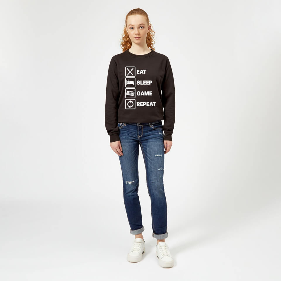 Eat Sleep Game Repeat Women's Sweatshirt - Black 1