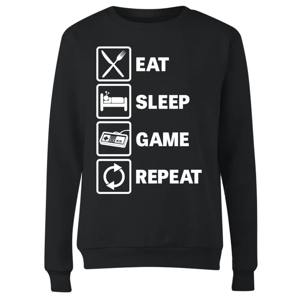 Eat Sleep Game Repeat Women's Sweatshirt - Black 2
