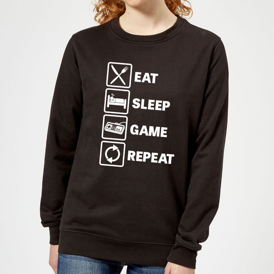 Eat Sleep Game Repeat Women's Sweatshirt - Black
