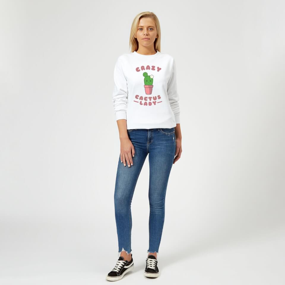 Crazy Cactus Lady Women's Sweatshirt - White 1