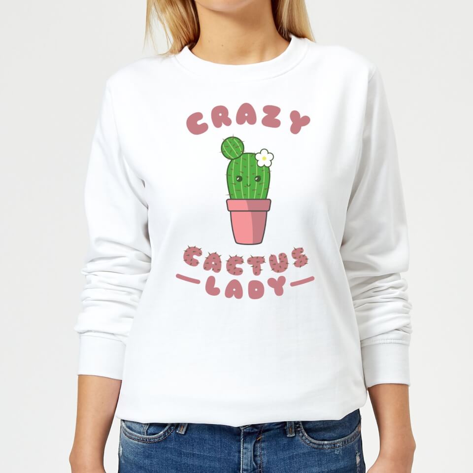 Crazy Cactus Lady Women's Sweatshirt - White