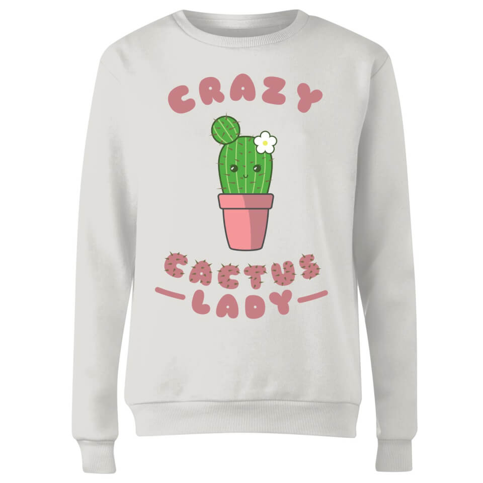 Crazy Cactus Lady Women's Sweatshirt - White 2