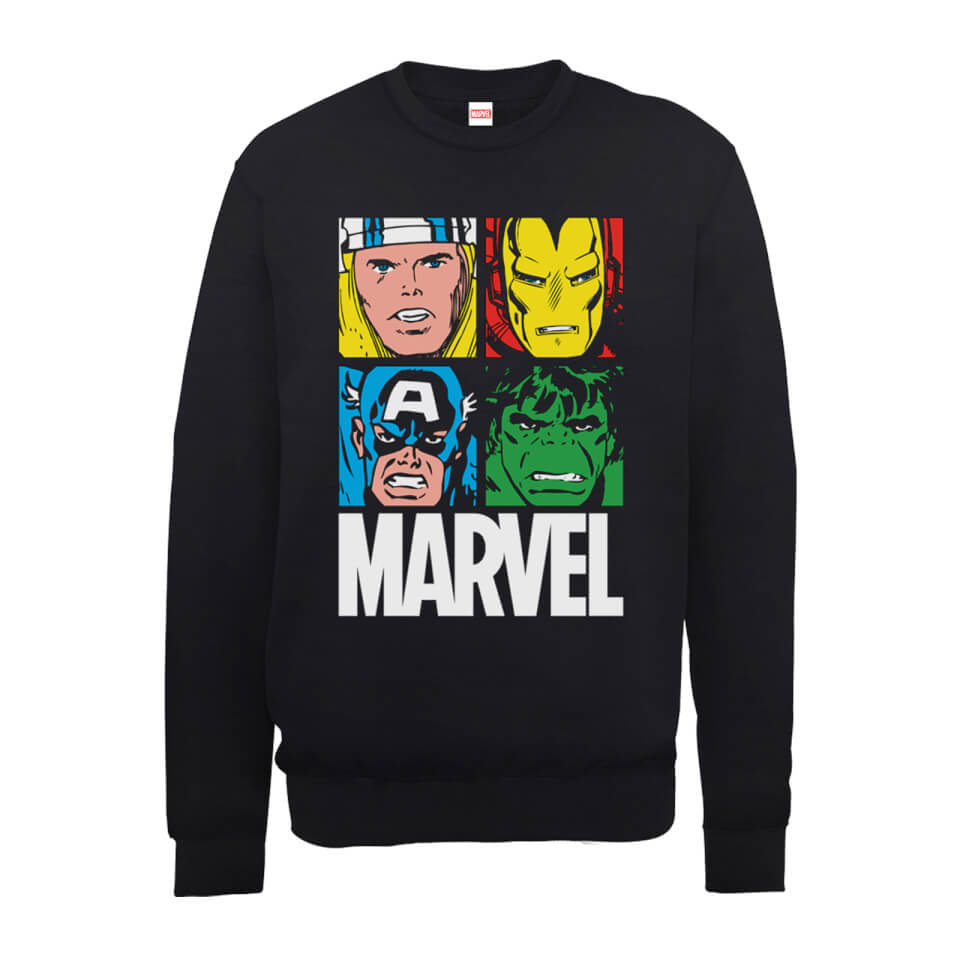 Marvel Multi Colour Main Tile Men's Black Sweatshirt