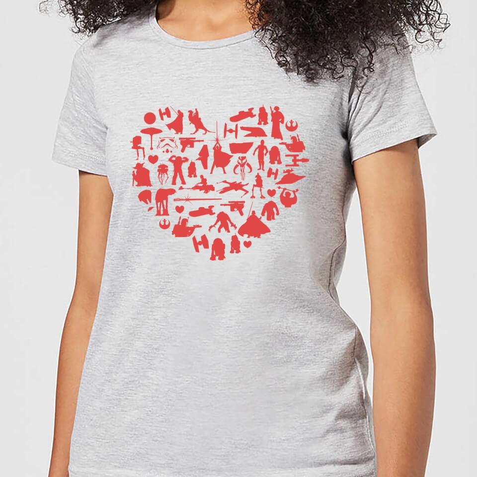 Star Wars Valentine's Heart Montage Women's T-Shirt - Grey