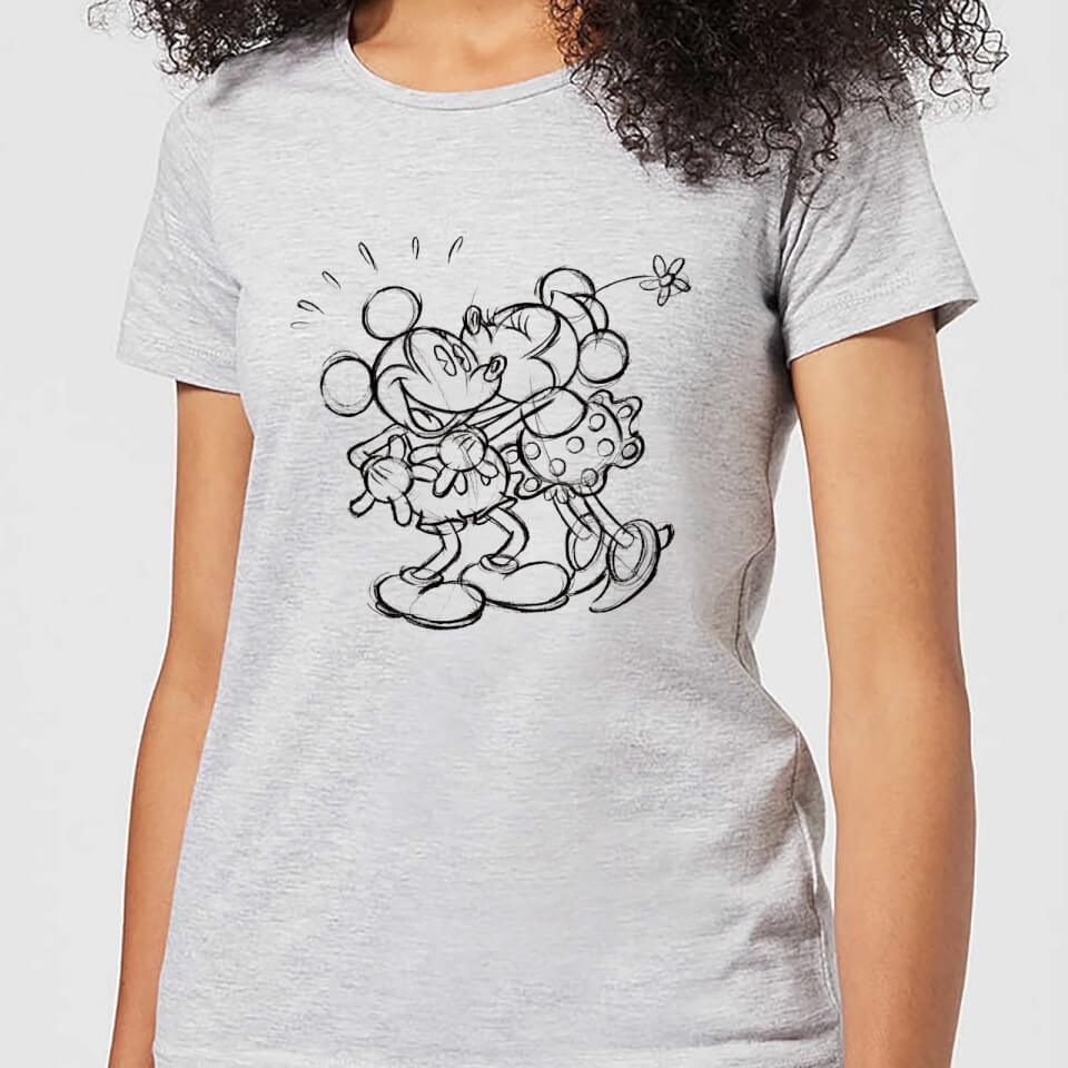 Disney Mickey Mouse Kissing Sketch Women's T-Shirt - Grey