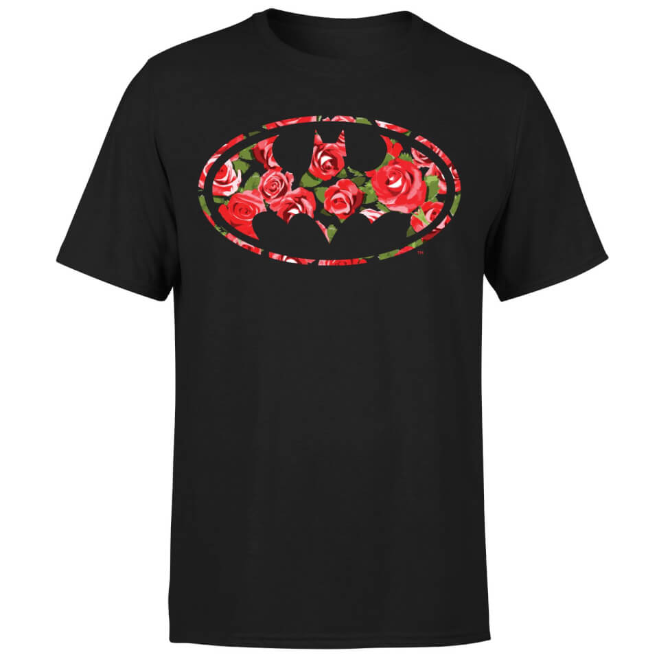 DC Comics Floral Batman Logo T-Shirt in Black 3