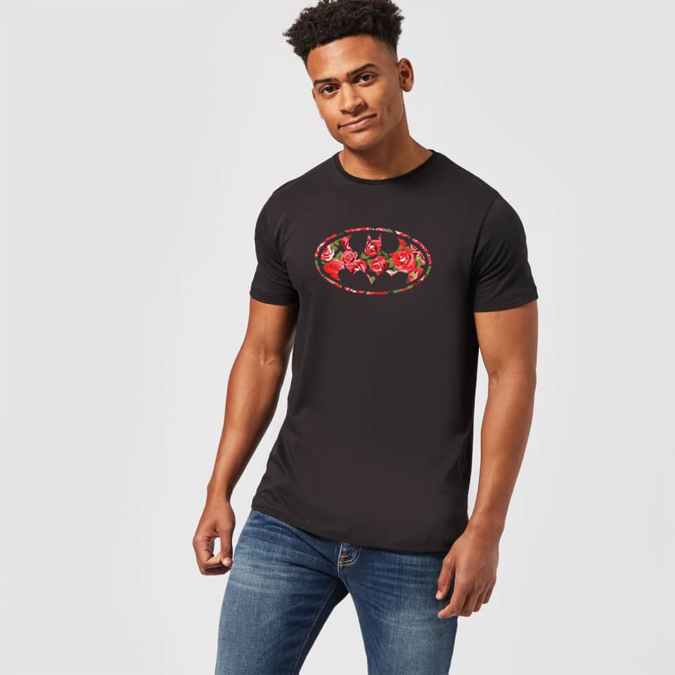 DC Comics Floral Batman Logo T-Shirt in Black 1