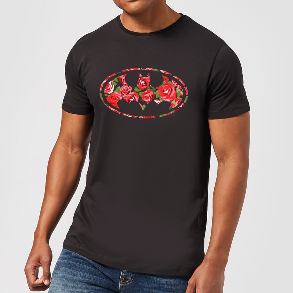 DC Comics Floral Batman Logo T-Shirt in Black