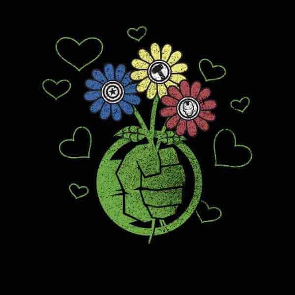 Marvel Avengers Hulk Flower Fist T-Shirt - Black 0