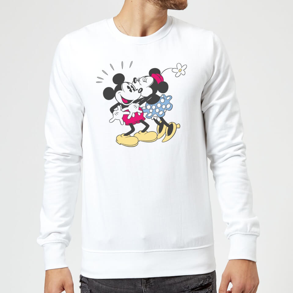 Disney Mickey Mouse Minnie Kiss Sweatshirt - White