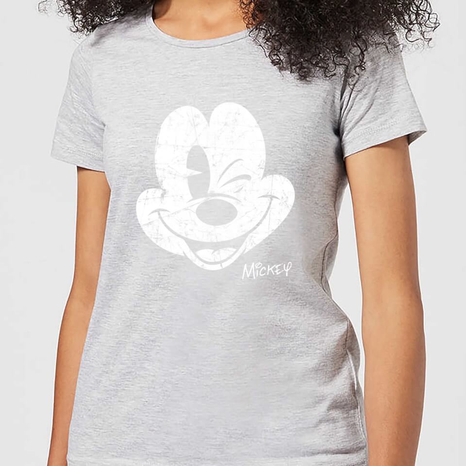 Disney Mickey Mouse Worn Face Women's T-Shirt - Grey