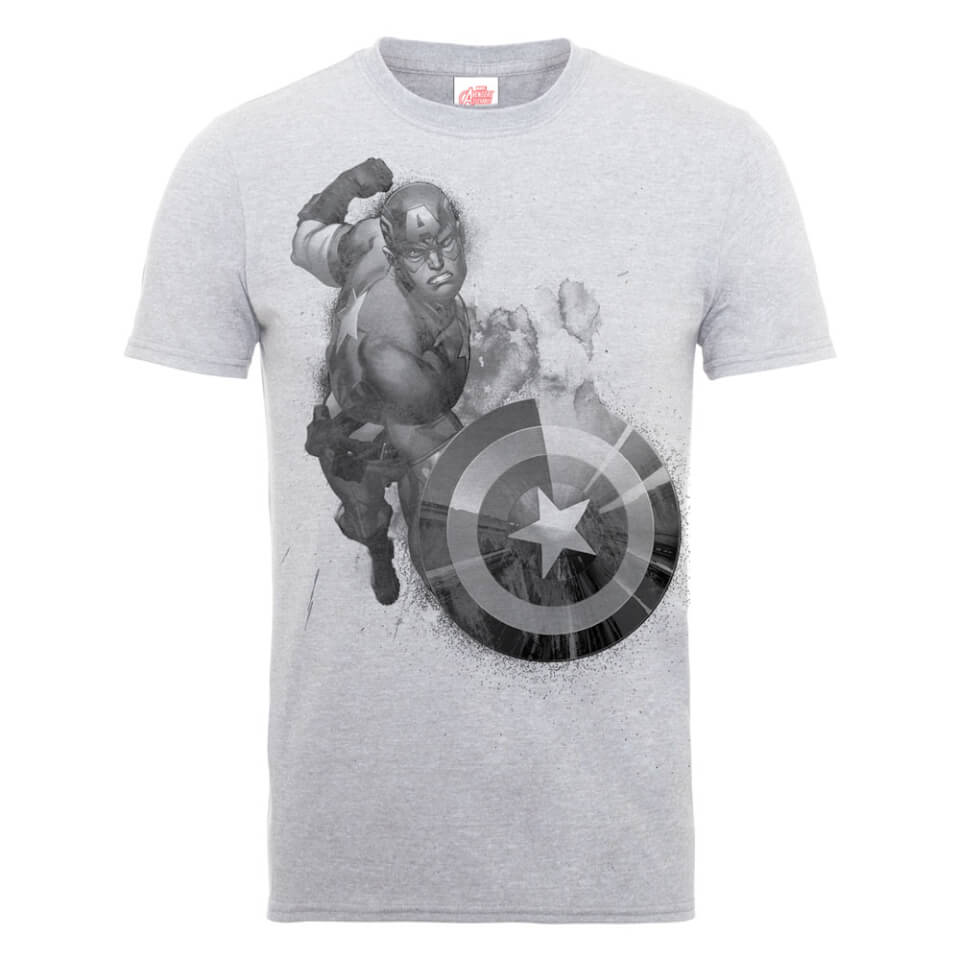 Marvel Avengers Assemble Captain America Mono T-Shirt - Grey