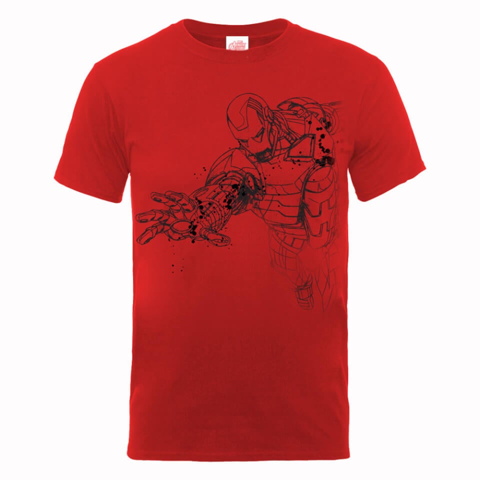 Marvel Avengers Assemble Iron Man Mono Sketch T-Shirt - Red