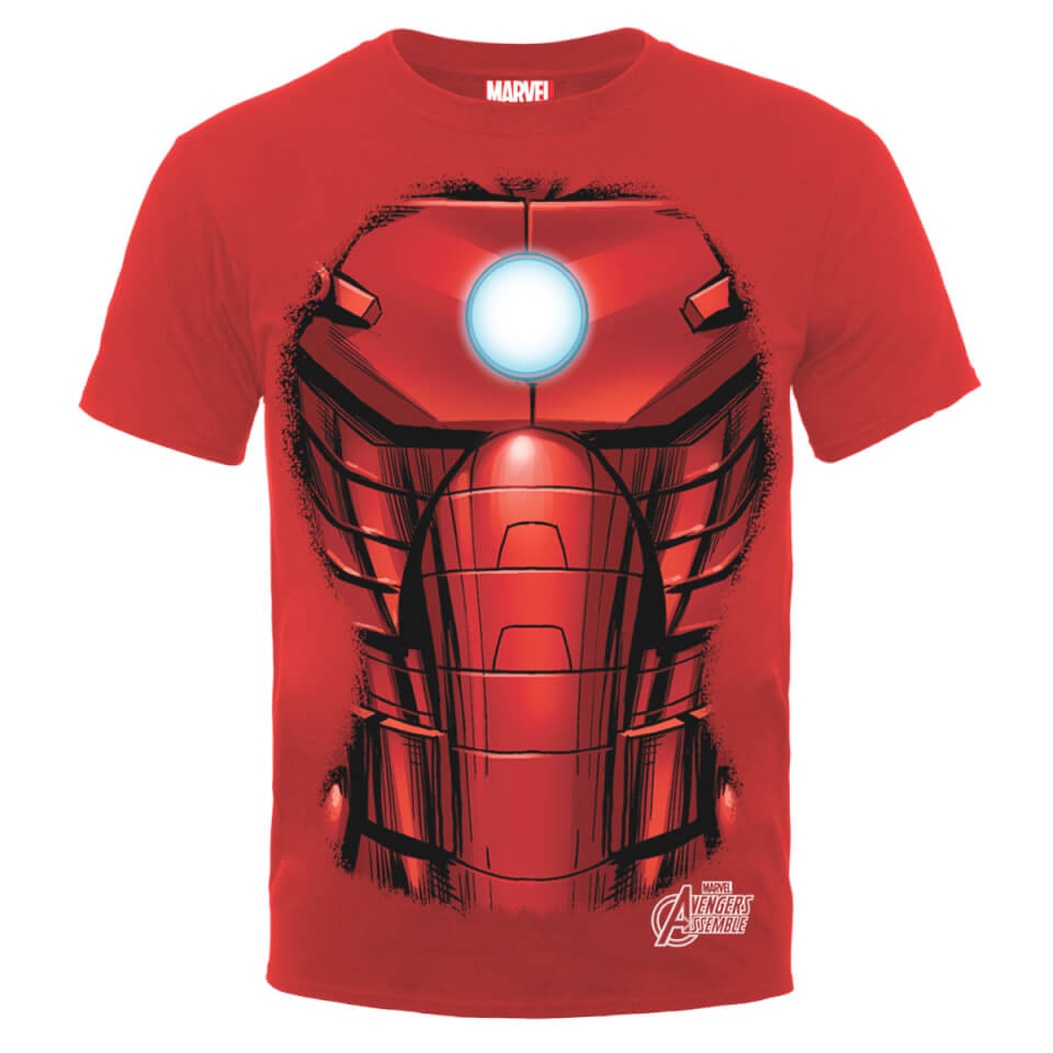 Marvel Avengers Assemble Iron Man Chest Burst T-Shirt - Red