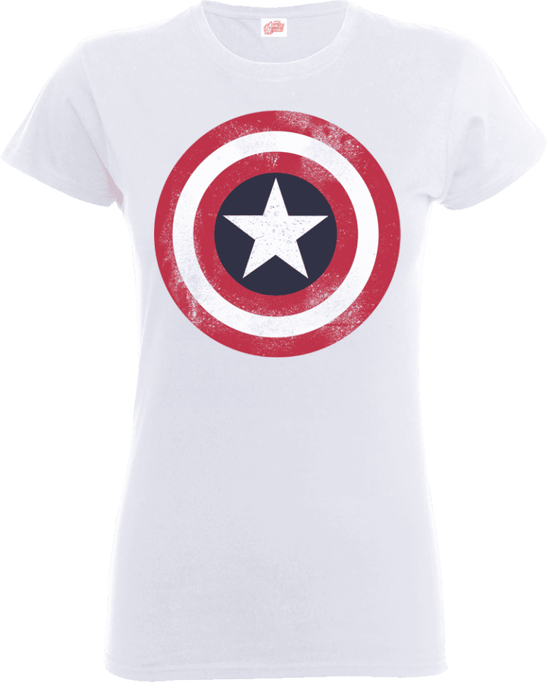 Marvel Avengers Assemble Captain America Distressed Shield Women's T-Shirt - White