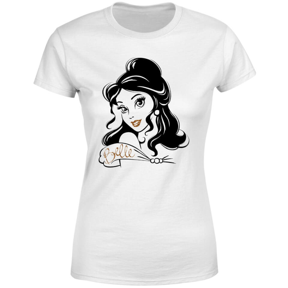 Disney Beauty And The Beast Princess Belle Sparkle Women's T-Shirt - White 3
