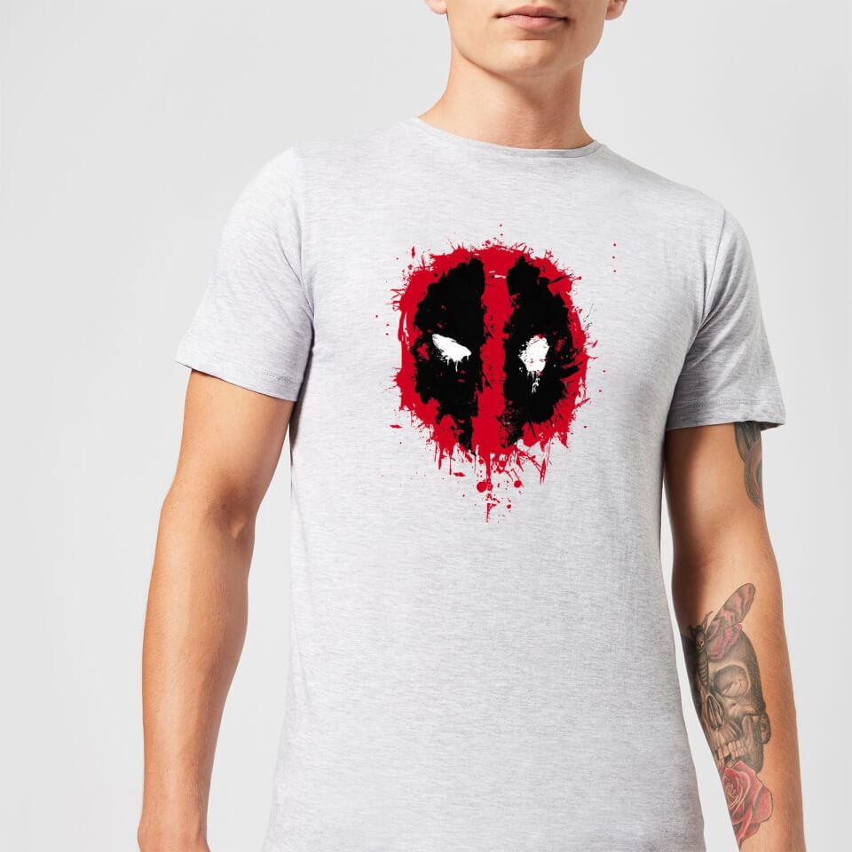 Marvel Deadpool Splat Face T-Shirt - Grey