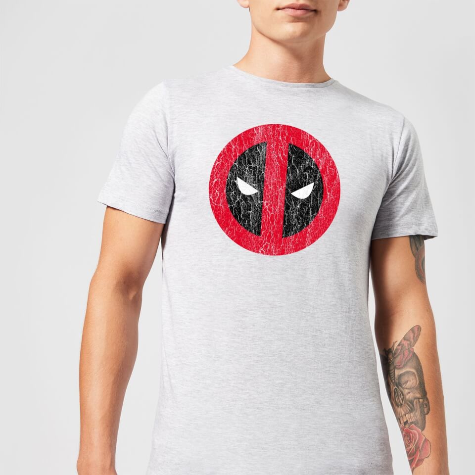 Marvel Deadpool Cracked Logo T-Shirt - Grey