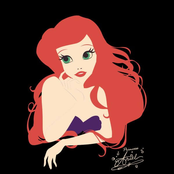 Disney Princess Colour Silhouette Ariel Women's T-Shirt - Black 0