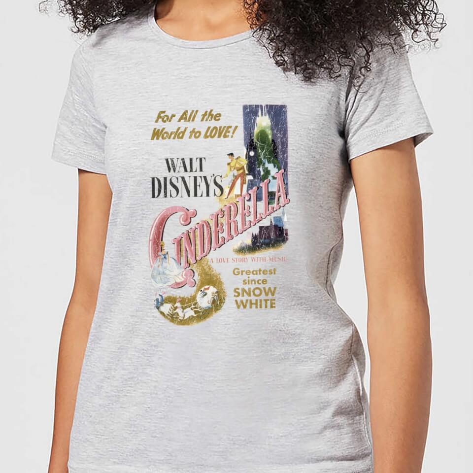 Disney Princess Cinderella Retro Poster Women's T-Shirt - Grey