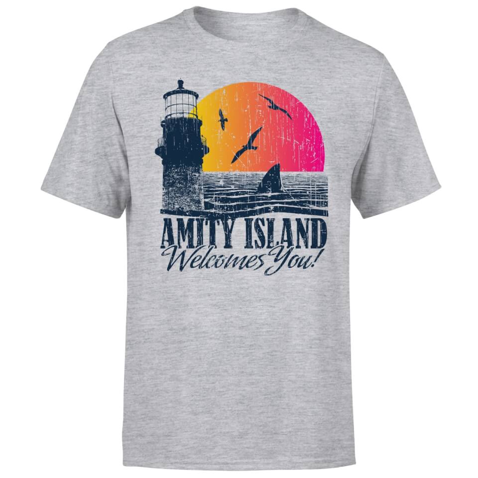Jaws Welcome To Amity Island T-Shirt - Grey