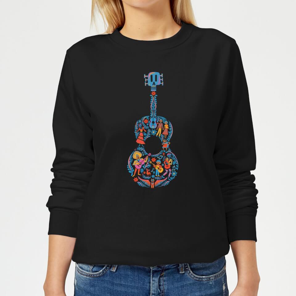 Coco Guitar Pattern Women's Sweatshirt - Black