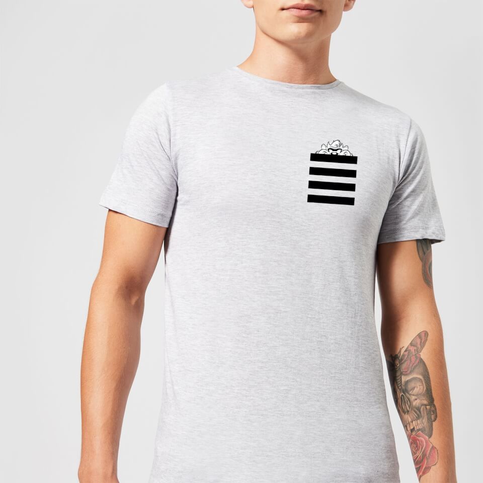 Looney Tunes Taz Stripes Pocket Print Men's T-Shirt - Grey
