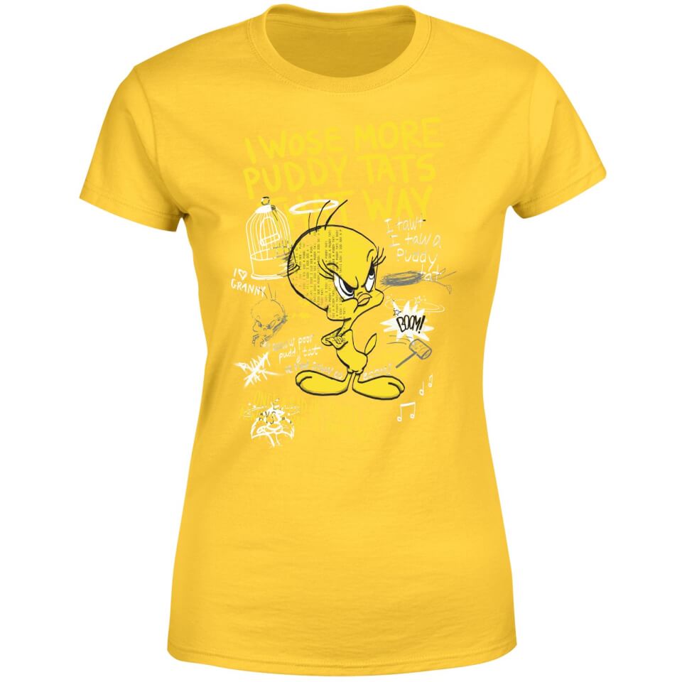 Looney Tunes Tweety Pie More Puddy Tats Women's T-Shirt - Yellow
