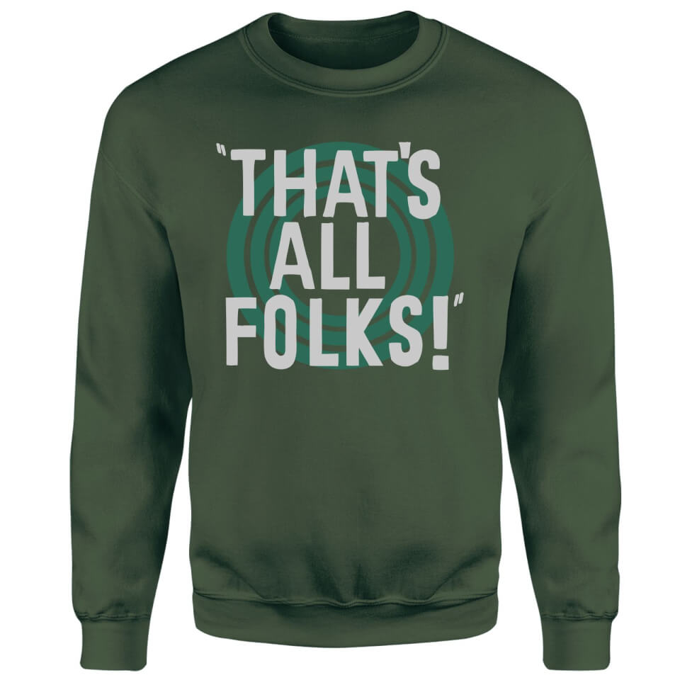 Looney Tunes That's All Folks Sweatshirt - Forest Green 2