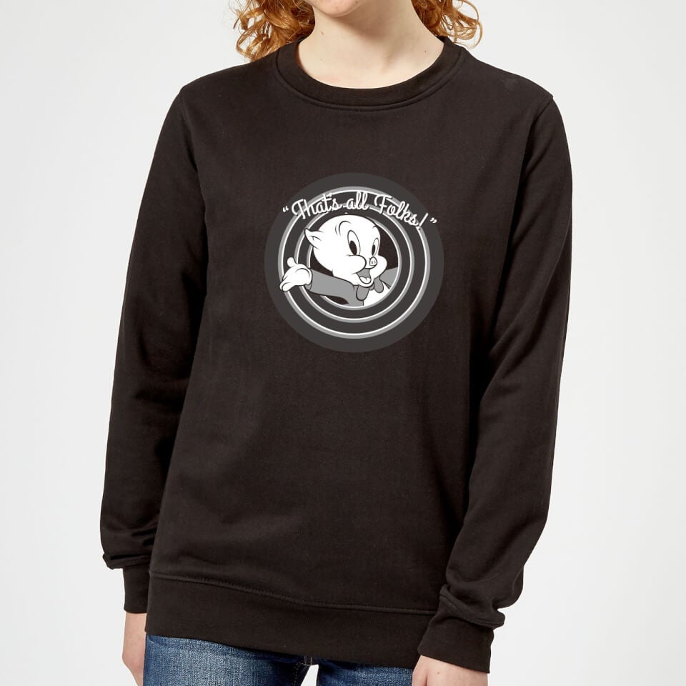 Looney Tunes That's All Folks Porky Pig Women's Sweatshirt - Black
