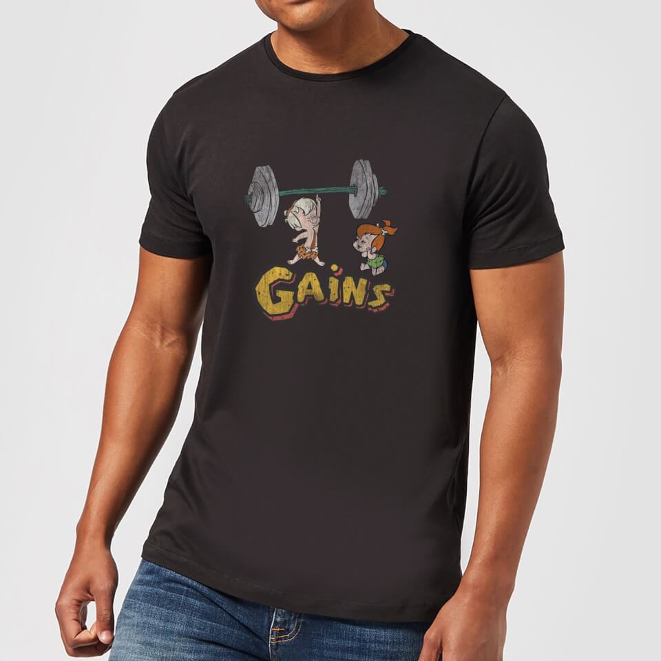 The Flintstones Distressed Bam Bam Gains Men's T-Shirt - Black