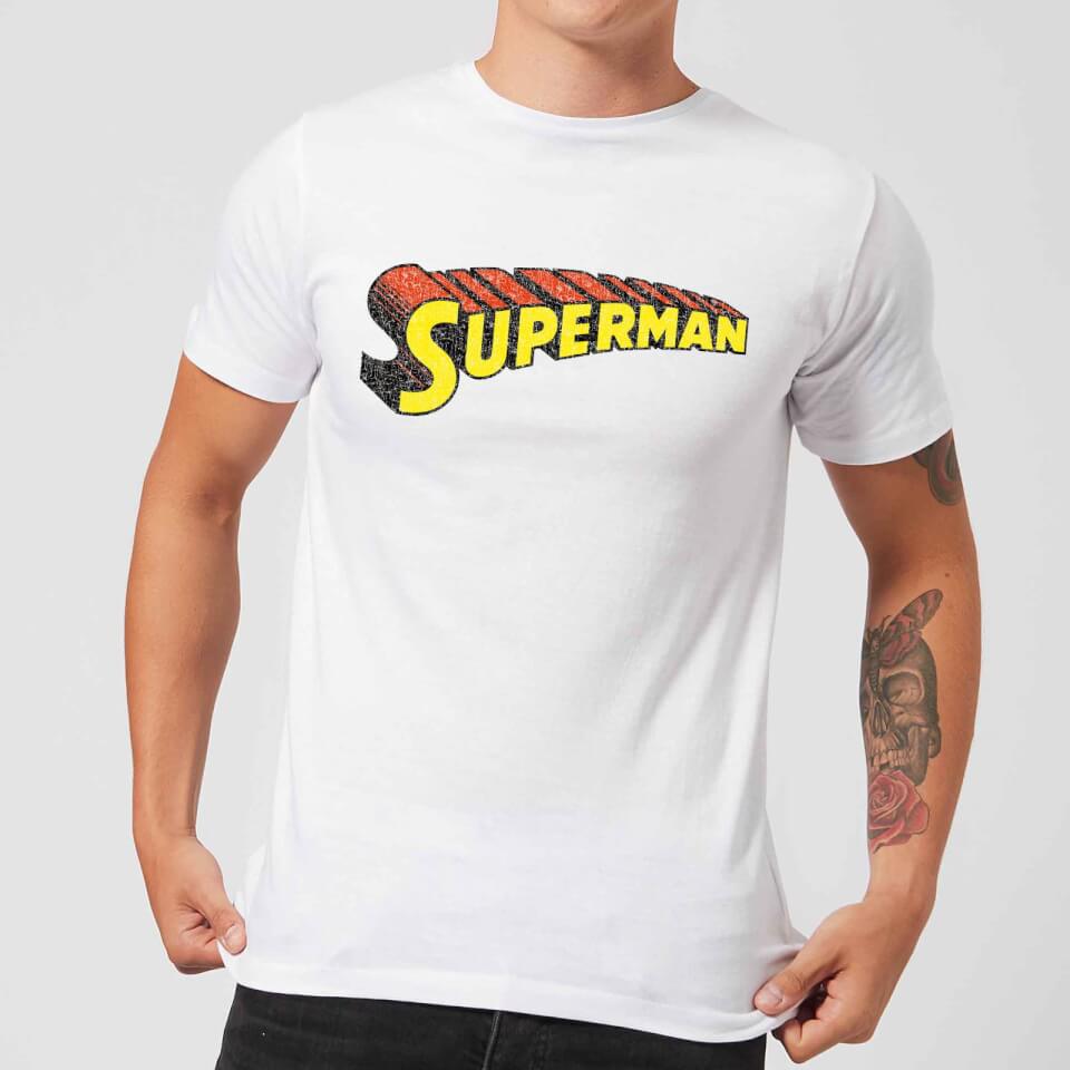 DC Superman Telescopic Crackle Logo Men's T-Shirt - White