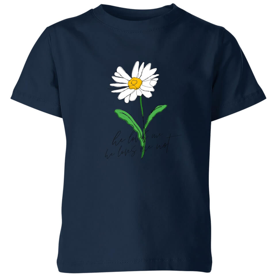My Little Rascal He Loves Me He Loves Me Not Kids' T-Shirt - Navy