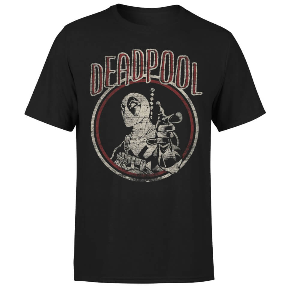 Marvel Deadpool Vintage Circle Men's T-Shirt - Black 3