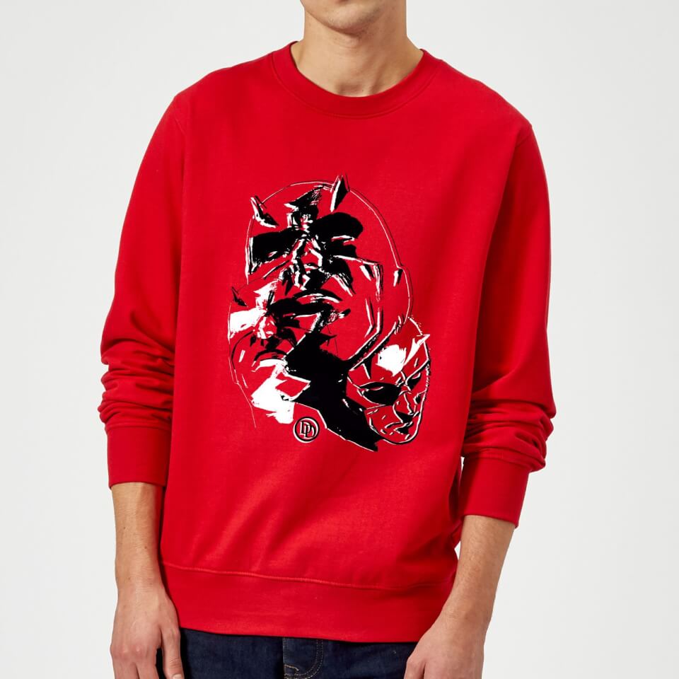 Marvel Knights Daredevil Layered Faces Sweatshirt - Red