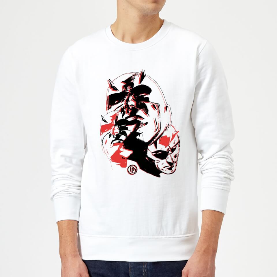 Marvel Knights Daredevil Layered Faces Sweatshirt - White