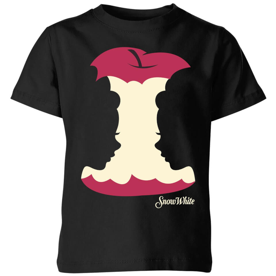 Disney Princess Colour Silhouette Snow White Apple Kids' T-Shirt - Black