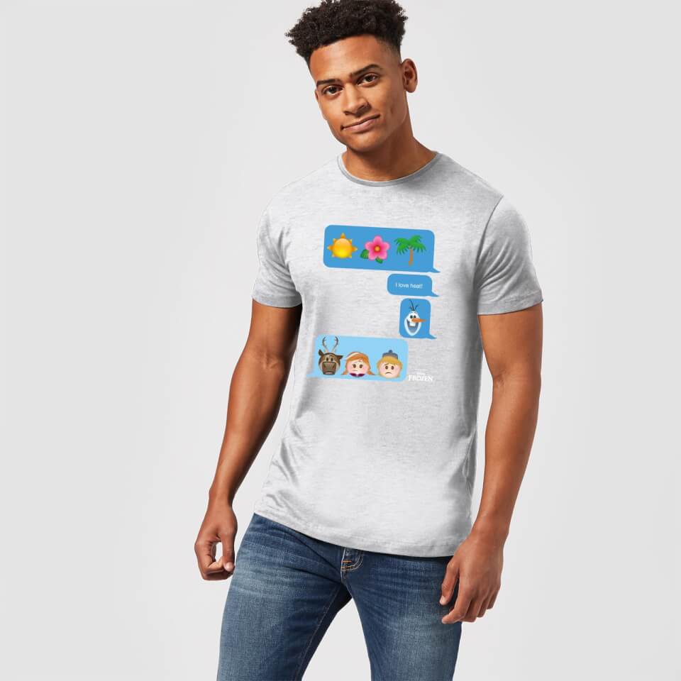 Disney Frozen I Love Heat Emoji Men's T-Shirt - Grey 1