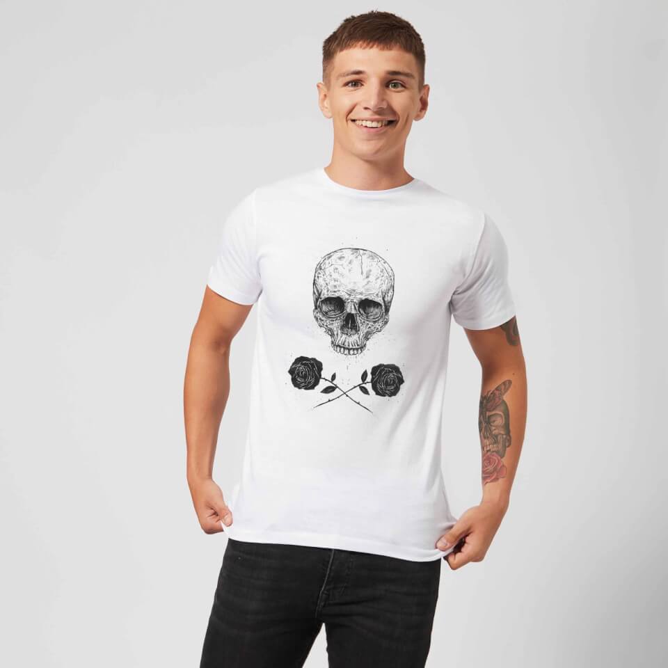 Balazs Solti Skull And Roses Men's T-Shirt - White 1