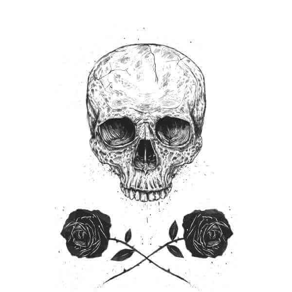 Balazs Solti Skull And Roses Men's T-Shirt - White 0