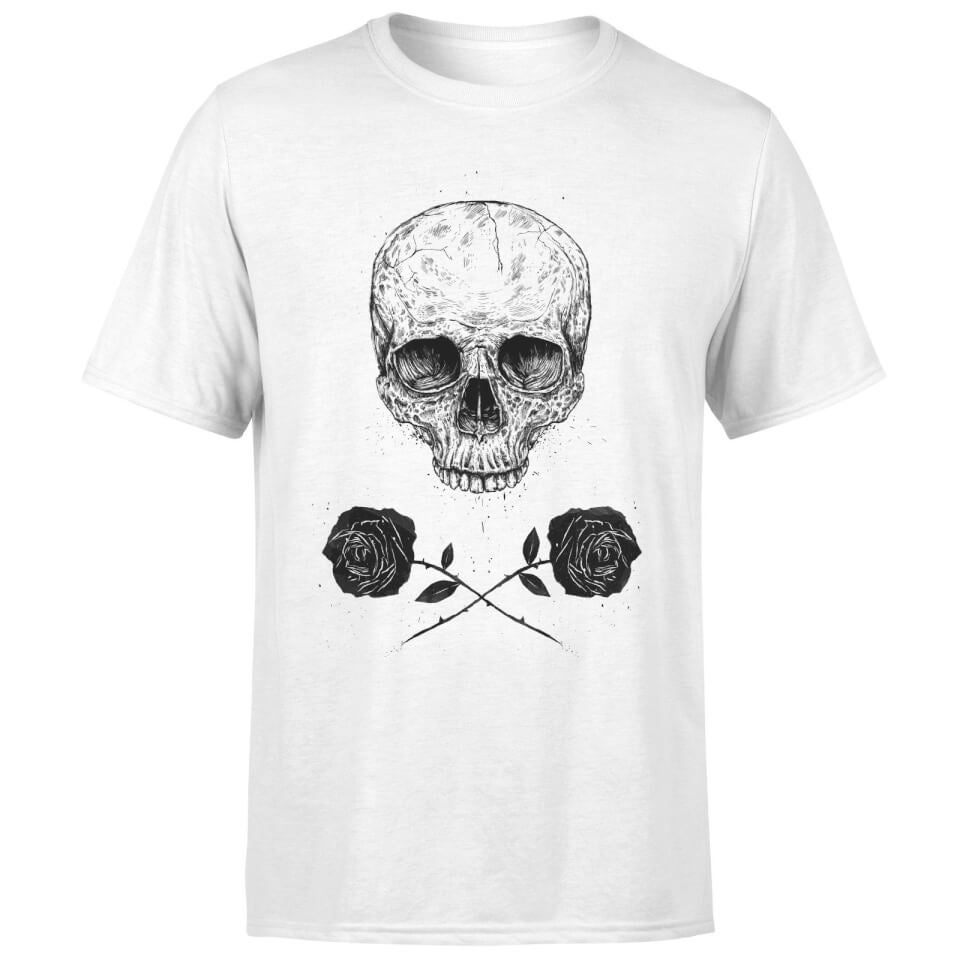 Balazs Solti Skull And Roses Men's T-Shirt - White 3